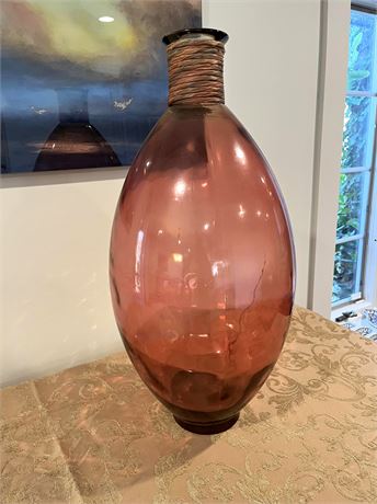 23" Tall Large Pink Glass Vase