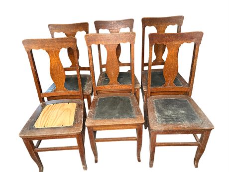 Set of Six (6) Matching Oak Dining Chairs