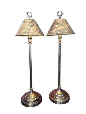 Two (2) Tall Accent Corinthian Columun Table Lamps