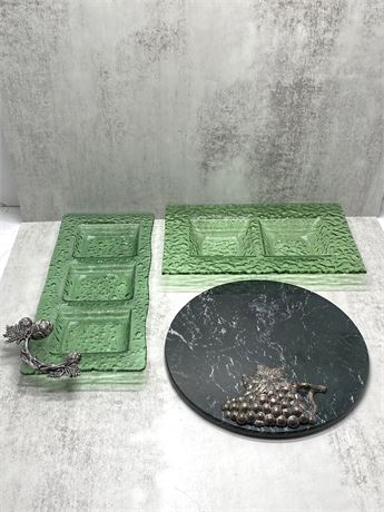 Marble and Glass Serving Trays