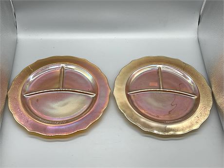 Marigold Carnival Glass Divided Plates