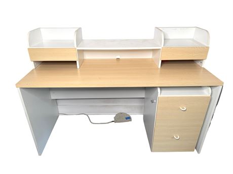 Light Wood Desk and Filing Cabinet