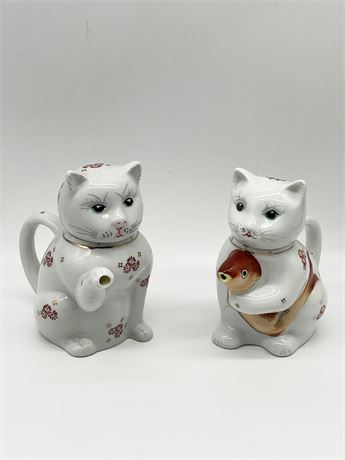 Two (2) Cat Tea Pots