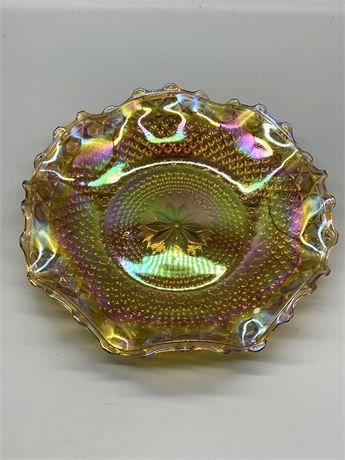 Marigold Carnival Glass Iridescent Bowl
