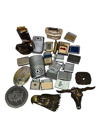 Vintage Lighters and Belt Buckles