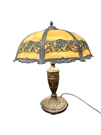 Antique Slag Glass Table Lamp