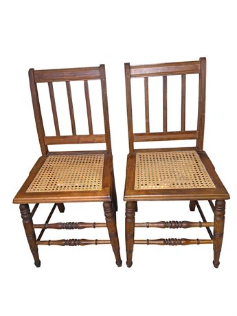 Early 1900s Maple Cane Seat Chairs