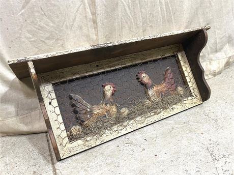 Carved wood Chicken Coop Wall Art