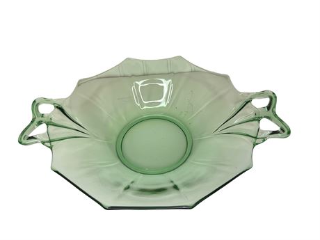 Fostoria Uranium Glass Serving Plate with Bowtie Handles
