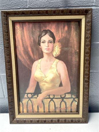Framed Portrait Oil Painting on Board