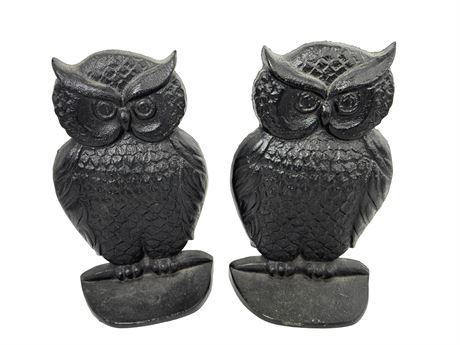 Vintage Cast Iron Owl Bookends