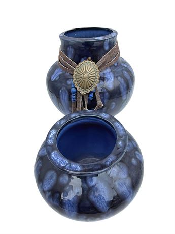 Cobalt Blue Drip Glaze Vases