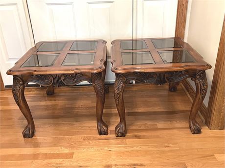 Claw Foot Glass Insert End Tables