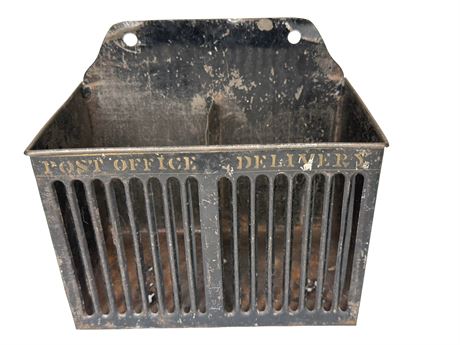 Antique Toleware "Post Office Delivery" Mailbox