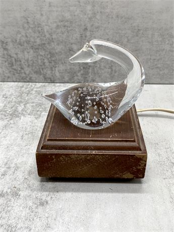 Price Glass Swan Paperweight w/ Light