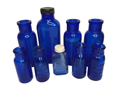 Antique Cobalt Blue Glass Bottles