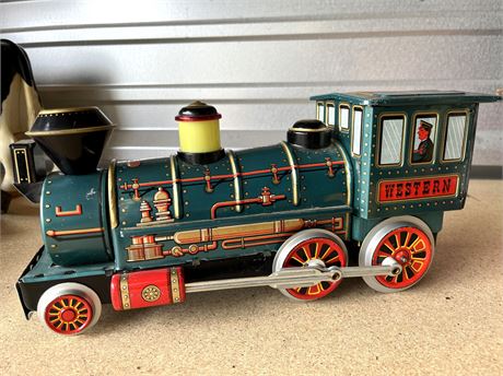 1960s Japanese Modern Toys Tin Train Locomotive