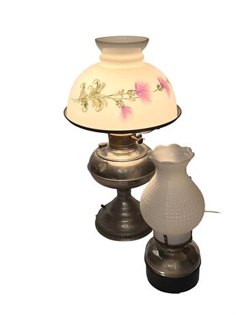 Electrified Floral Oil Lamp w/ Bonus Lamp