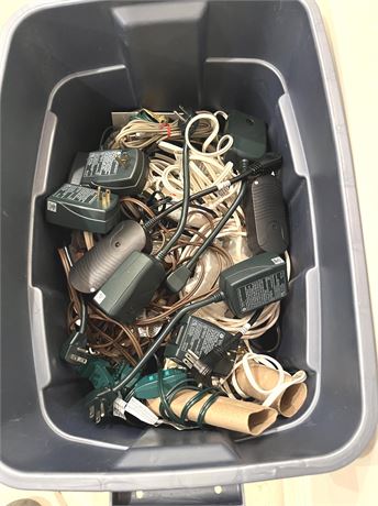 Large Tote of Electrical Cords