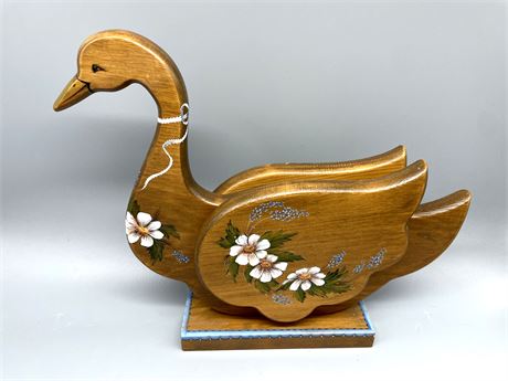Carved & Painted Wood Swan