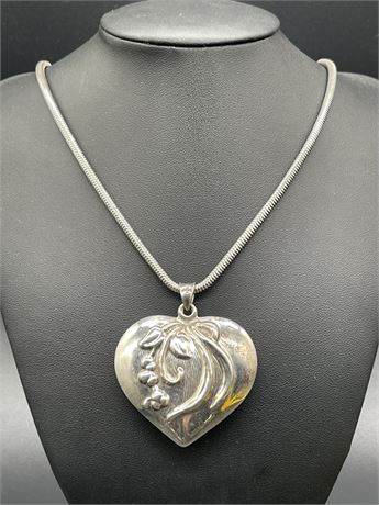 Sterling Silver Art Nouveau Heart