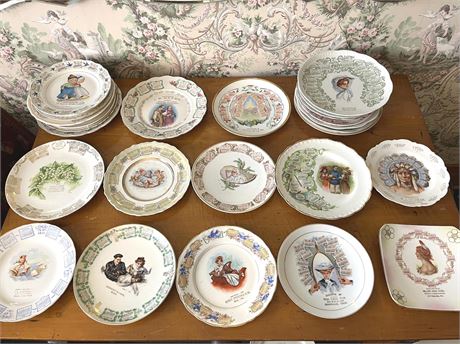 Antique Calendar Plates Large Lot Assorted