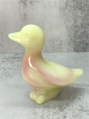 Fenton Art Glass Yellow Pink Duck