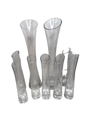 Clear Glass Hourglass Bud Vases
