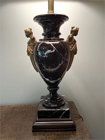 Neoclassical Style Marble Urn Table Lamp