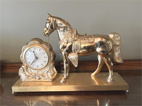 United Clock Company Brass Horse Clock