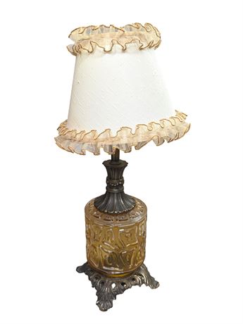 Vintage Amber Glass Table Lamp