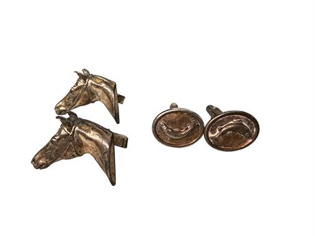 Sterling Silver Horse and Dolphin Cufflinks