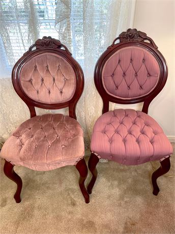 Kimball Rose Pink Velvet Parlor Chairs