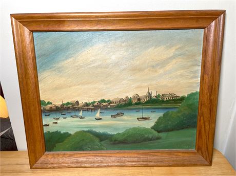 B.E. Tinder Harbor Oil on Canvas Board