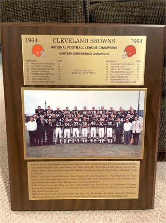 1964 Cleveland Browns NFL Champions Plaque