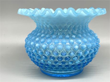 Blue Hobnail Glass Vase