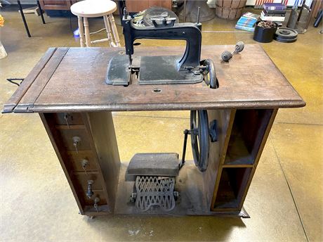 Antique Victor Sewing Machine and Cabinet