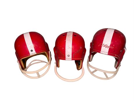 Vintage Red/White Football Helmets