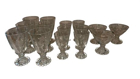 Lot 1 Anchor Hocking Burpee Glasses — Etched Grapes