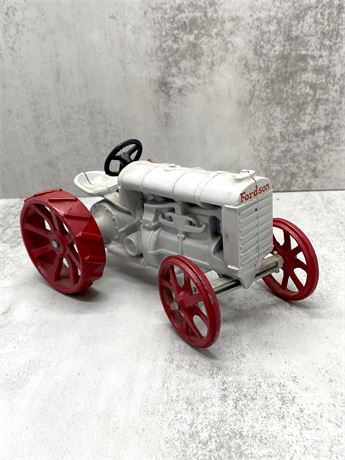 Cast Iron Fordson Red and White Tractor