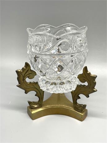 Brass & Crystal Candle Holder
