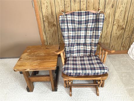 Glider Chair with Wood Side Table