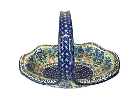 Boleslawiec Polish Pottery Unikat Basket "Presence of Love" #1973