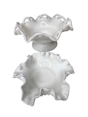 Fenton & LE Smith Milk Glass Candy Dishes