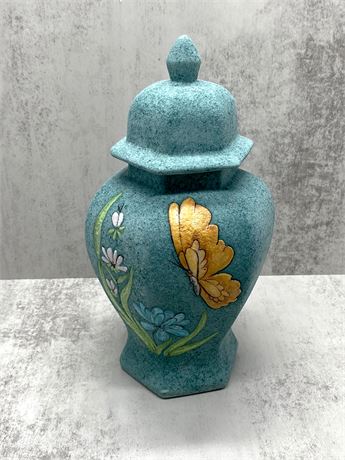 Hand Painted and Glazed Pottery Jar