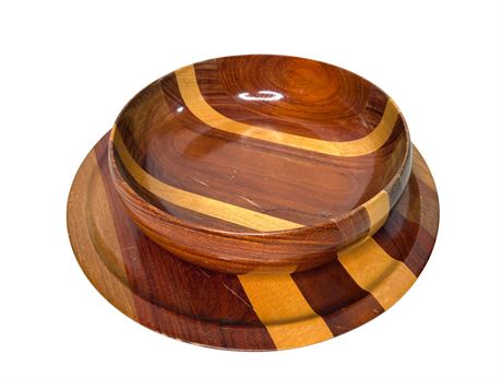Large Trinidad Hand Crafted Wood Bowl and Platter