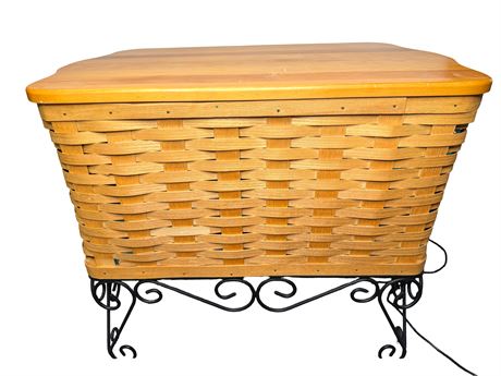 Peterboro Hope Chest Basket with Wrought Iron Stand