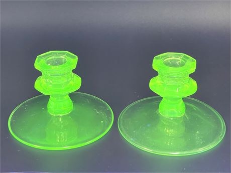 Uranium Glass Candle Holders