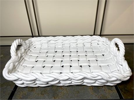 Ceramic Castellan Woven Rectangular Platter