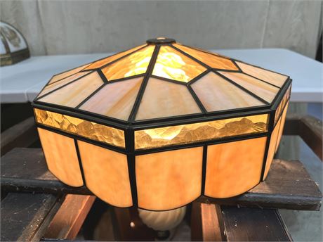 13" Mid Century Lead Glass Panel Lamp Shade